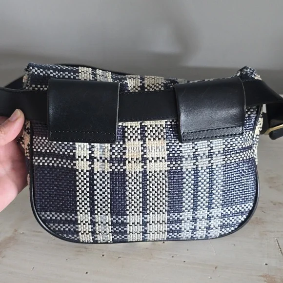 Clare V Plaid Fanny Pack In Navy/Cream - Picture 6 of 13